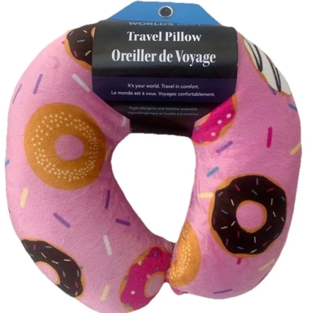 Pink Donut Travel Pillow Beads Vacation
